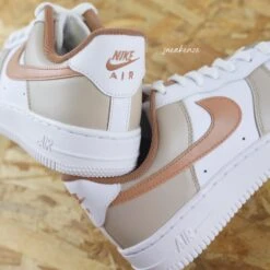 Beige & Terracotta - Air Force 1 Custom -Sneakers Boutique 5L4A0532copie