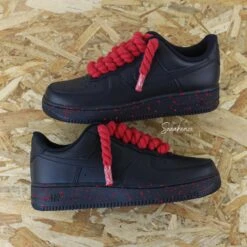 Rope Laces Splash (couleur Au Choix) - Air Force 1 Black Custom -Sneakers Boutique 5L4A0889copie2