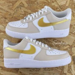Or Et Beige Clair (modèle Au Choix) - Air Force 1 Custom