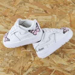 Papillons + Prénom (couleur Au Choix) - Air Force 1 Custom Enfant -Sneakers Boutique 5L4A2132copie