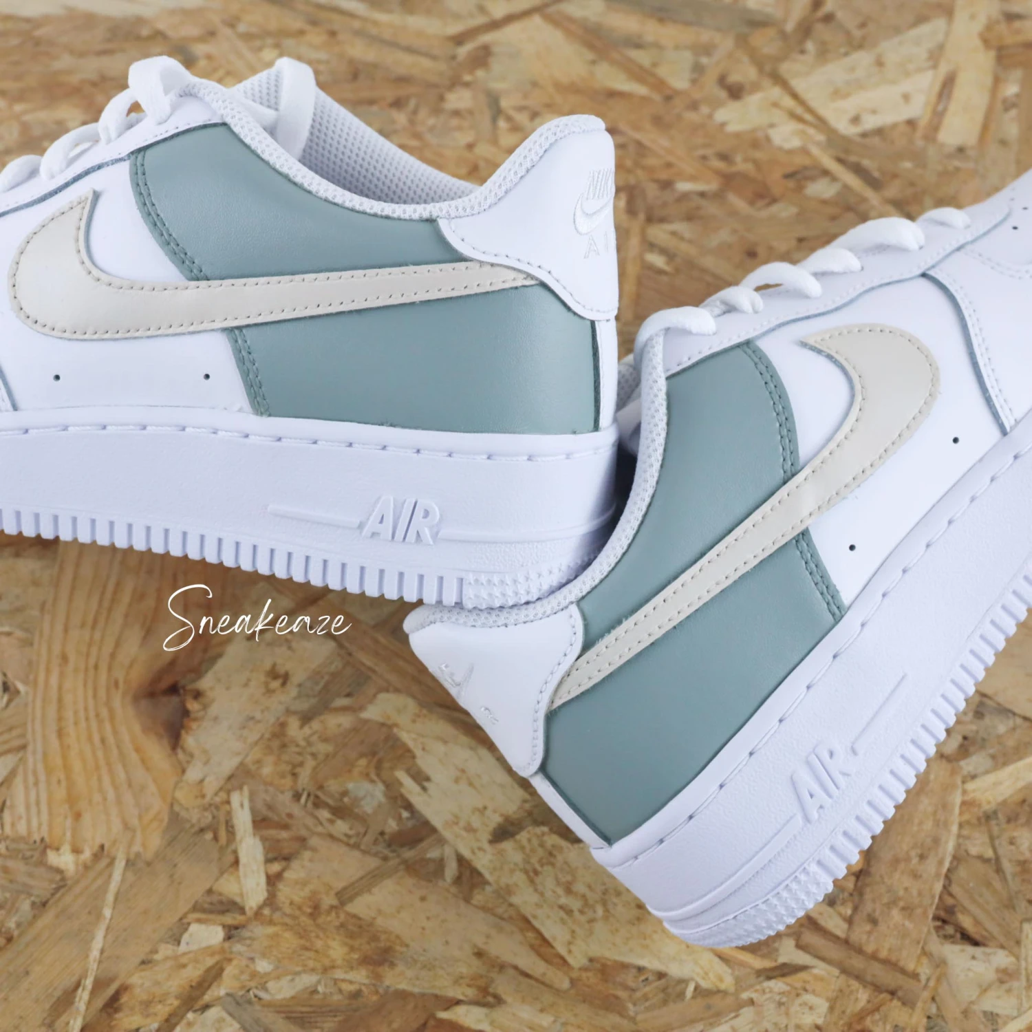 Color Block Beige Vert De Gris - Air Force 1 Custom 6 Color Block Beige Vert De Gris - Air Force 1 Custom - Image 4