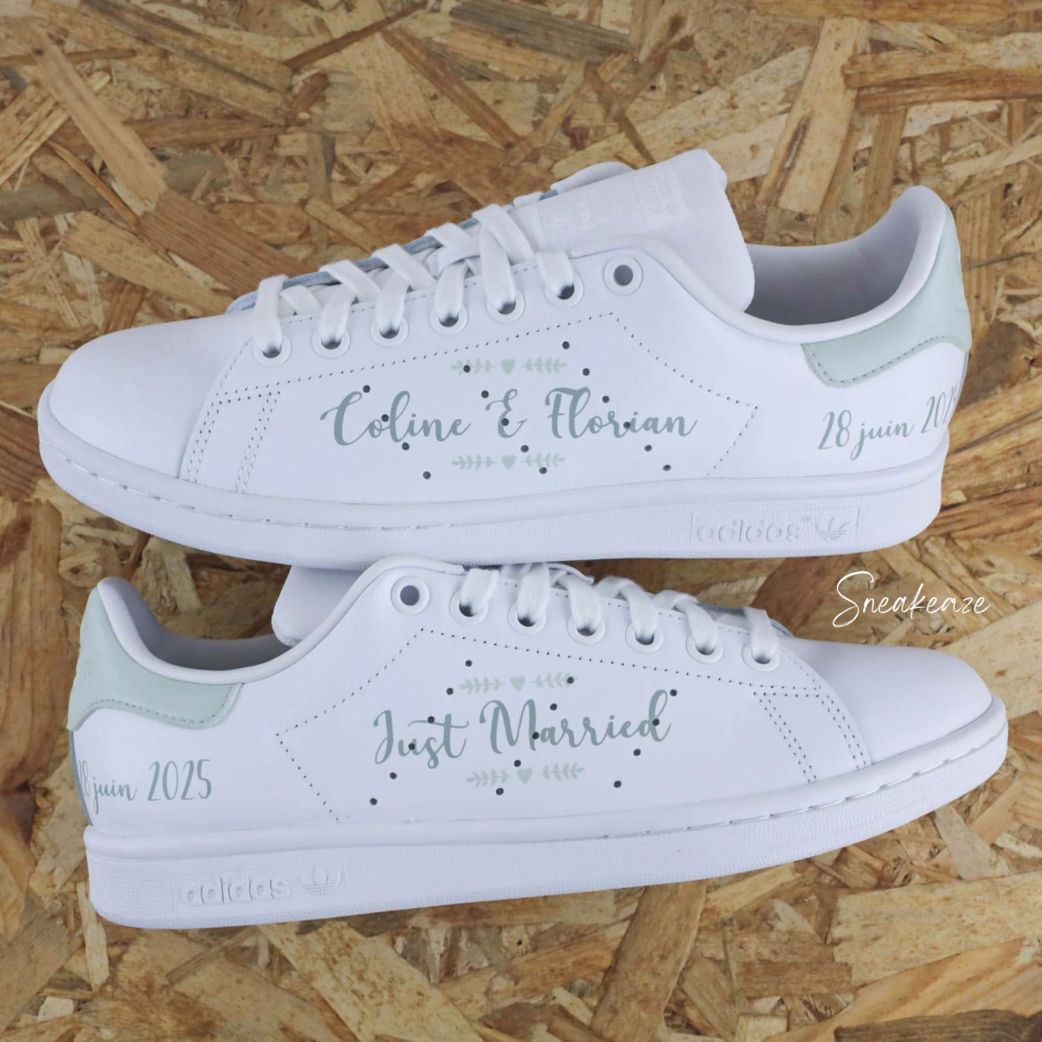 Just Married Vert Sauge - Stan Smith Custom 3 Just Married Vert Sauge - Stan Smith Custom