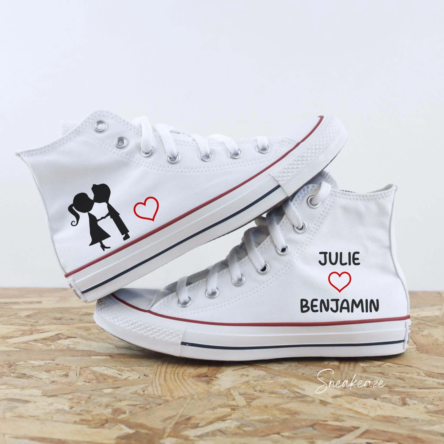 Prénoms Coeur - Converse Custom Mariage 3 Prénoms Coeur - Converse Custom Mariage