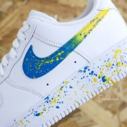 Splash Bleu Et Jaune - Air Force 1 Custom -Sneakers Boutique 5L4A2647copie
