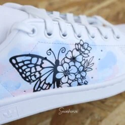 Papillon Aquarelle - Stan Smith Custom -Sneakers Boutique 5L4A2775copie