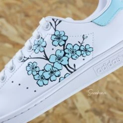 Sakura Cherry Blossom Aqua - Stan Smith Custom -Sneakers Boutique 5L4A3191copie