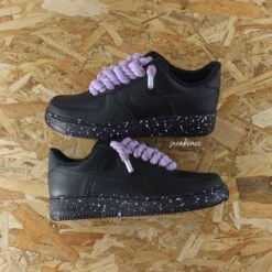 Rope Laces Splash (couleur Au Choix) - Air Force 1 Black Custom -Sneakers Boutique 5L4A7984copie2