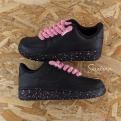 Rope Laces Splash (couleur Au Choix) - Air Force 1 Black Custom -Sneakers Boutique 5L4A9555copie2
