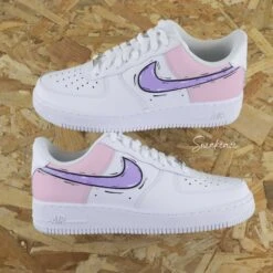 Cartoon Color Block Bleu Et Lila Pastel - Air Force 1 Custom -Sneakers Boutique IMG445 0948copie2 1