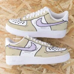 Cartoon Beige Et Lila - Air Force 1 Custom