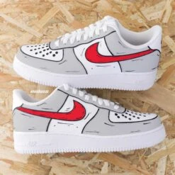 Cartoon Gris Et Rouge (couleur Au Choix) - Air Force 1 Custom