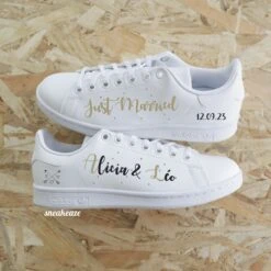 Just Married Beige Et Noir - Stan Smith Custom