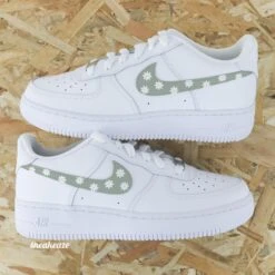 Marguerite (couleur Au Choix) - Air Force 1 Custom Enfant -Sneakers Boutique margueritevertdegris