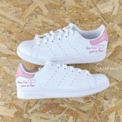 Deux Oui Pour Un Nom (couleur Au Choix) - Stan Smith Custom Mariage -Sneakers Boutique stanbabypinkcopie