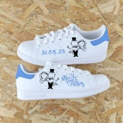 Mr And Mrs - Stan Smith Custom Mariage -Sneakers Boutique stanbabyunibluetwilightcopie