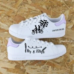 L'amour En Vélo - Stan Smith Custom Mariage -Sneakers Boutique stanlilaOctoberTwilight